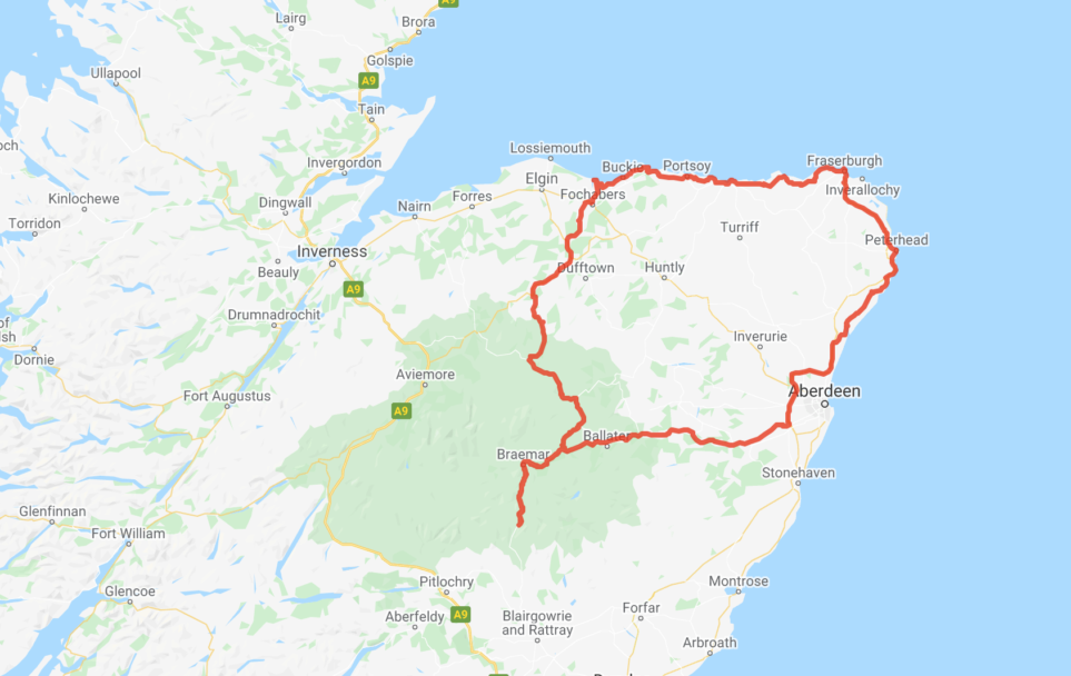 Map of the North East 250 Route